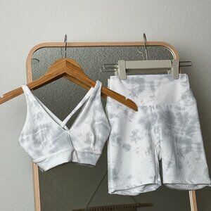 Skatie Bike Shorts White Set SZ XS / Skatie Biker Short Set, White Workout Set